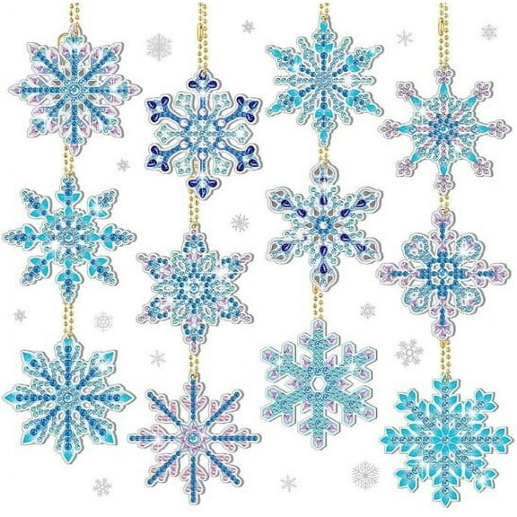 ITSELFER 1 Set Snowflake Keychain Pendants DIY Christmas Hanging Snowflake Ornaments Kit Purse Charms For Kids Christmas Crafts Home Decors