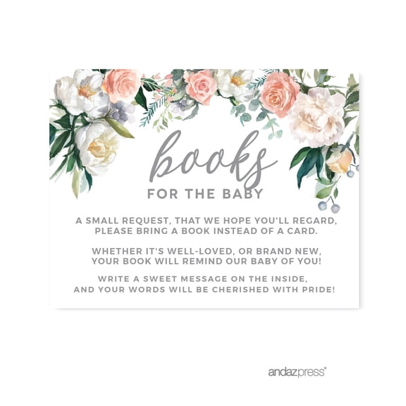 Koyal Wholesale Peach Coral Baby Shower Game Cards, Books for Baby Request, 20-Pack