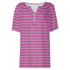thumbnail image 5 of Fiudx Ofertas Flash Del Día Solo En Línea Top de Manga Corta con Cuello En V y Hombros Descubiertos con Botones Estampados a Rayas Informal a La Moda para Mujer, 5 of 5