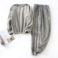 thumbnail image 2 of Jinhomg Comfy Flannel Pajama for Women Fall Winter Thermal Long Sleeve Crew Neck Tops and Elastic Drawstring Waist Pants 2 Pcs Plus Size Soft Cozy Loungewear Winter Saving Gray XL, 2 of 9
