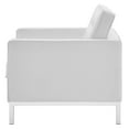 thumbnail image 3 of Contemporary Modern Urban Designer Living Room Lounge Club Lobby Accent Side Chair Armchair, Faux Vinyl Leather, White, 3 of 5