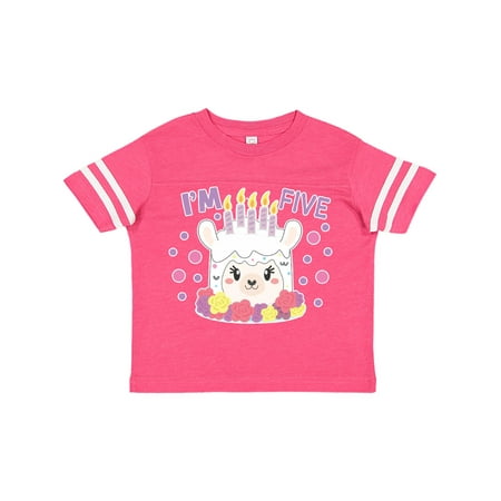 

Inktastic I m Five with Flowers and Cute Llama Cake Gift Toddler Toddler Girl T-Shirt
