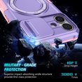 thumbnail image 6 of Allytechgroup Magnetic for iPhone 16 Plus Case with Kickstand, [Slide Camera Cover] Rotatable Ring Holder Stand Military Grade Drop Protection Back Cover for iPhone 16 Plus, Purple, 6 of 10