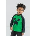 thumbnail image 2 of Minecraft Creeper Little Boys Rash Guard Swim Shirt Little Kid to Big Kid, 2 of 5