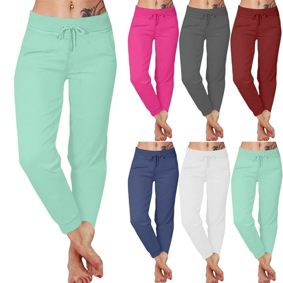 pstuiky Womens Pants Dressy Casual, Solid Color Loose Long Trousers Pleated with Pockets Trendy Women's Pants Dark Gray L