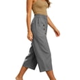 thumbnail image 4 of SwiftWear Womens Cotton Capri Pants Casual Wide Leg Elastic Waist Summer Lightweight Cropped Loose Pants with Pockets, 4 of 6