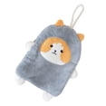 thumbnail image 1 of Towel Dog Pattern Coral Fleece Strong Water Absorption Fast Drying Hanging Hand Towel Grey, 1 of 9