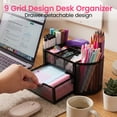 thumbnail image 4 of PHANCIR Mesh Desk Organizer, Black Pen Holder with 8 Compartments & 1 Drawer Stationery Supplies Organizers  for Office, Home,, 4 of 7