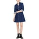 thumbnail image 1 of Vestido de mezclilla para mujer, con botones, cuello tipo polo, escote en V, manga larga, corte A, vestido de algodón de mezclilla, talla M, azul profundo, 1 of 8