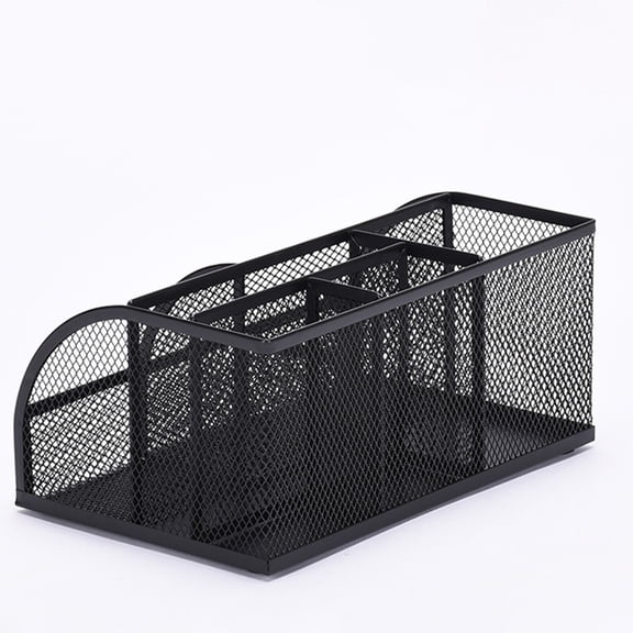 Clearance Sale! 1PC Mesh Desk Organizer, 7-Compartment Metal Pen Holder with Non-Slip Mats, Metal for Office & Home, (8.7x5.5x4.1in, Black)