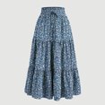 thumbnail image 2 of Loopsun Womens Summer Skirts, Fashion Women Casual Summer Print Elastic Waist Mid Calf Skirt Blue XL, 2 of 5