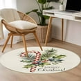 thumbnail image 4 of Round Rugs 3 Ft, Christmas Non Slip Area Rugs for Kitchen Bedroom Entryway, Xmas Snowflake Botanical Winter Rustic Washable Carpet Runner Rug Floor Mats for Bedroom Home Decor, 4 of 9