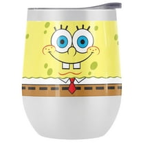 Spongebob Official Spongebob Smiling Face 12 oz Stemless Tumbler, Stainless Steel Travel Cup|Lake Tumbler|Insulated with Leak Resistant Slide-Lock Lid