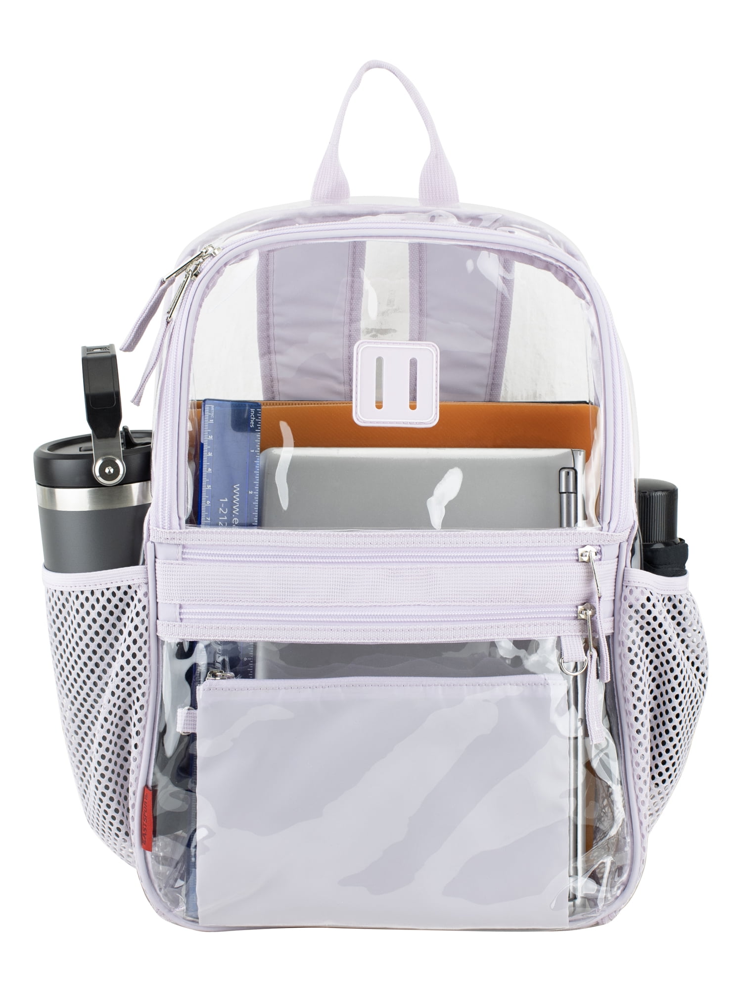Eastsport Clara Clear Backpack Bundle w/ Zipper Pouch, Lavender Fog