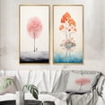 thumbnail image 1 of Designart "Impression of Solitude Minimal Watercolor Single Tree I" Landscape Trees Framed Wall Art Set Of 2 - Traditional Pink Framed Wall Art Set Of 2, 1 of 6