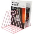 thumbnail image 6 of Vinyl Record Holder Storage, 9 Slot Metal Magazine Book Album Display Rack, Stylish Triangle Desktop File Sorter Organizer for Home Office, Pink Pack of 2, 6 of 7
