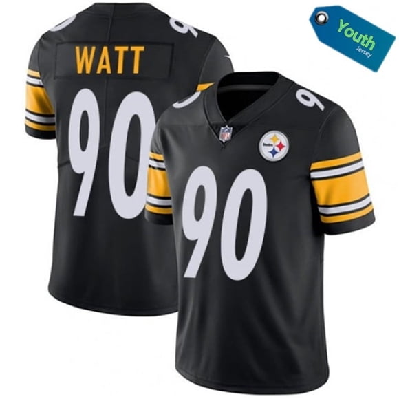 Refurbished WEVALLEY 5AEZJJC207GL Steelers Youth Football Jersey, Authentic Player Numbers 11, 19, 90, 22, Small, Black and Gold, Size: S