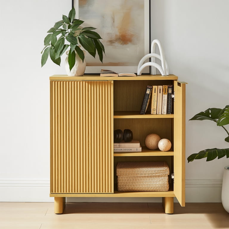 Better Homes & Gardens Lillian Fluted Accent Cabinet, Natural Pine