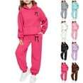 thumbnail image 7 of gcong Girls Two Piece Outfits Bow Graphic Print Hoodie Sweatpants Set Oversized Sweatshirt and Sweatpants Cute Tracksuit Kids Clothes 2-13 Years Pink, 7 of 7