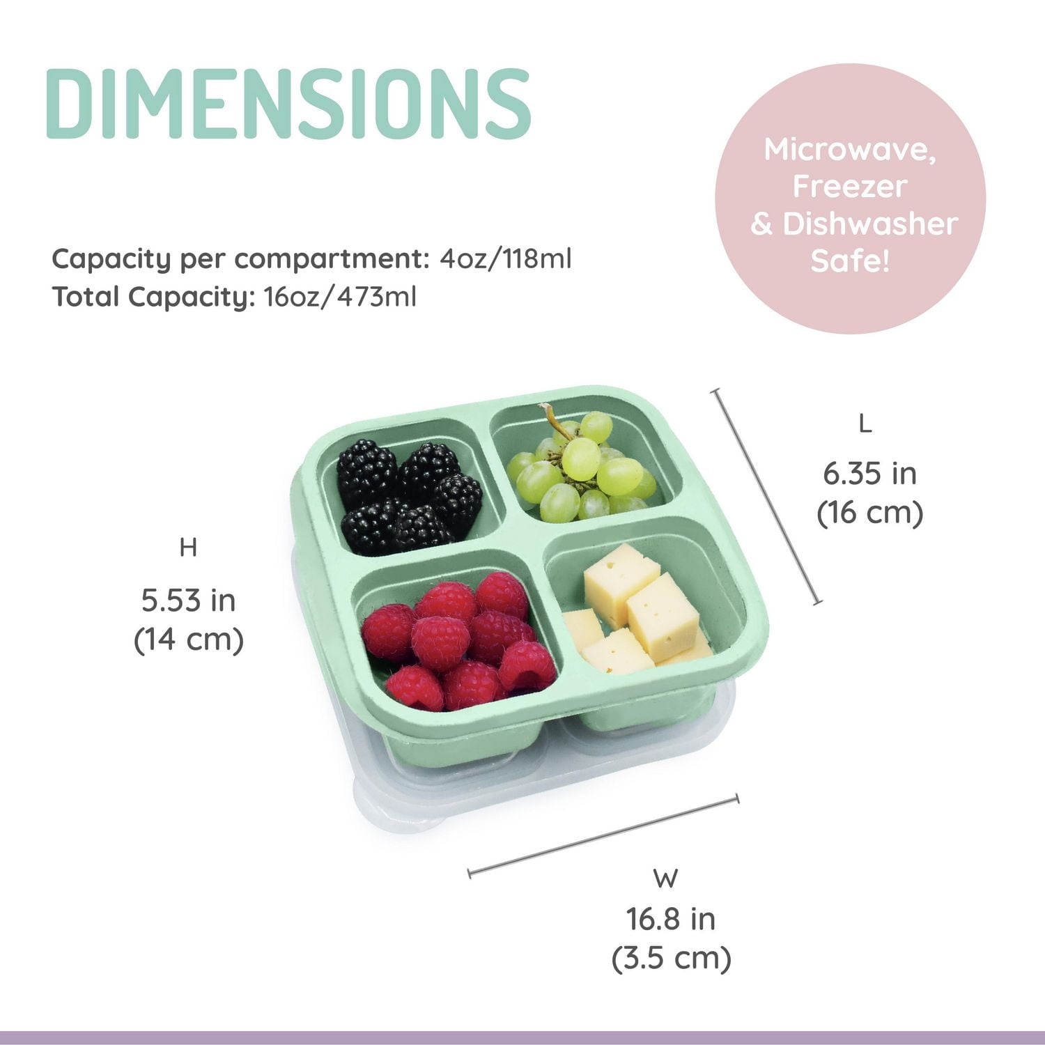 4-Compartment Meal Prep Containers - 4 Pack, Containers