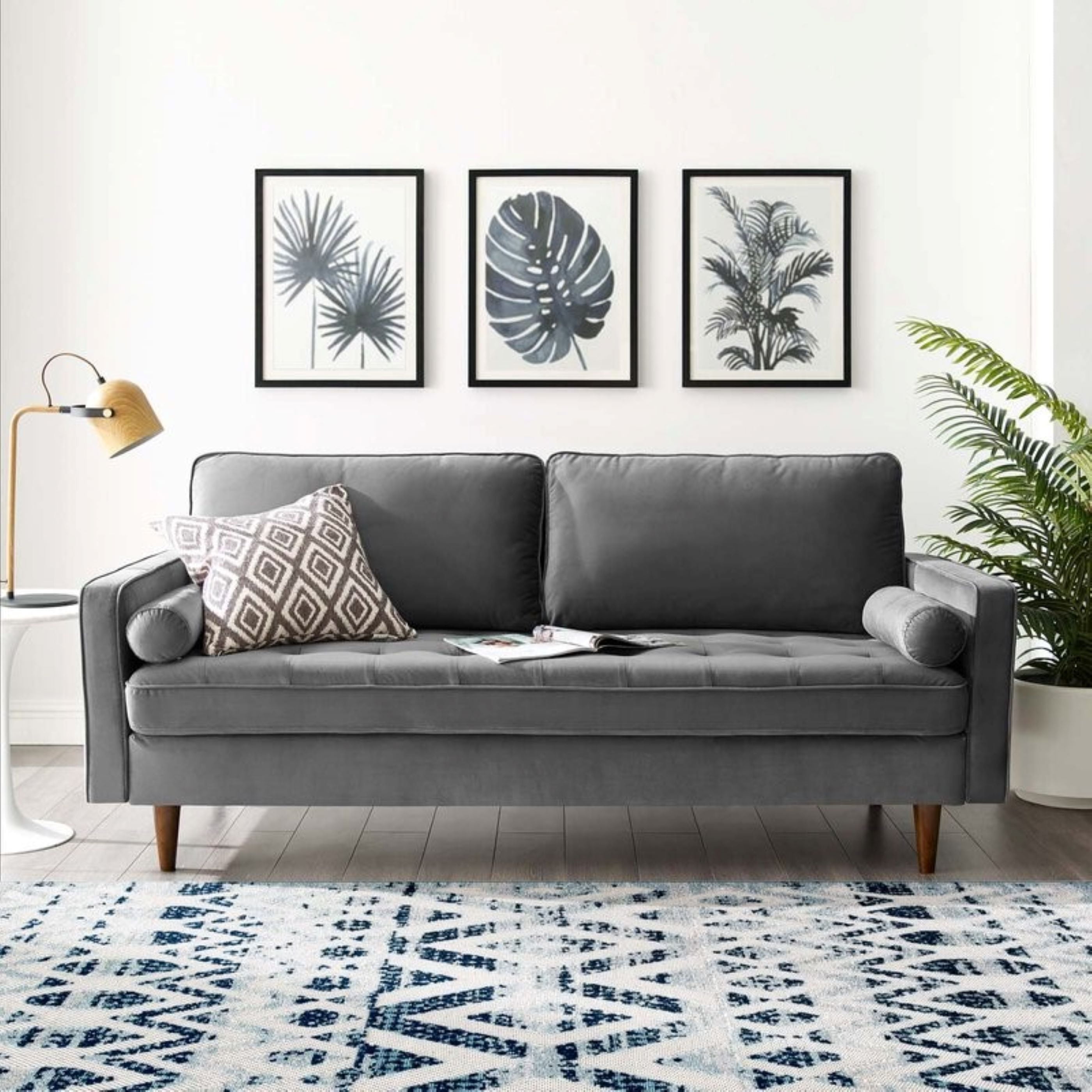Uspridefurniture Hazen 2Pcs Velvet Living Room Set,Gray
