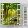 thumbnail image 3 of Ocean Moon Window Landscape Shower Curtains Sea Water Reflection Moonlight Waves Curtain for Bathroom Home Bathtub r Fabric, 3 of 7