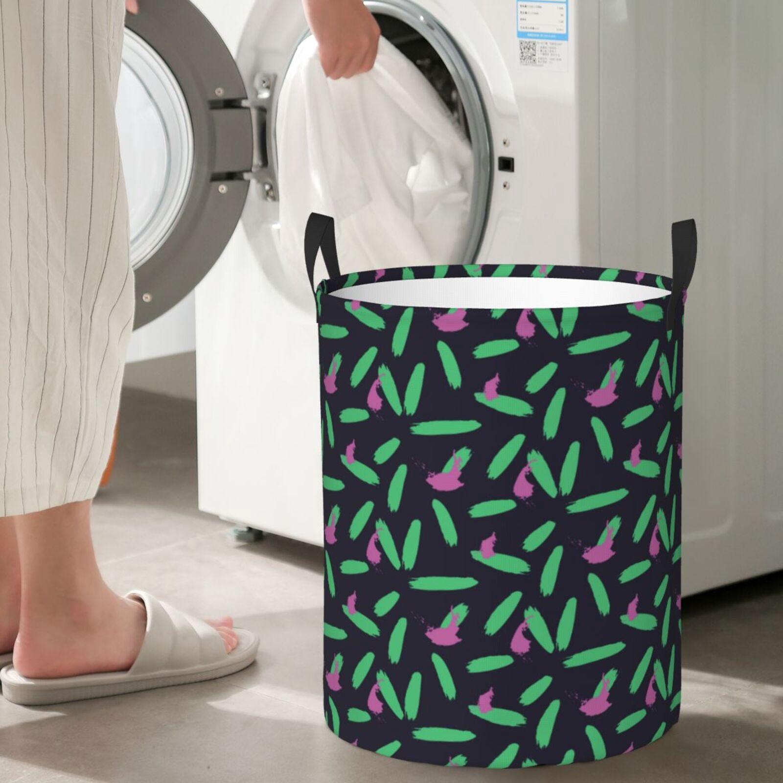 Large Laundry Basket with Handles - Colorful Paint brushstrokes Kids Baby Dirty Clothes Laundry Hamper for Bedroom Aesthetic