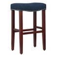 thumbnail image 2 of Home Square 29" Saddle Seat Rubberwood Bar Stool in Navy Blue - Set of 3, 2 of 7