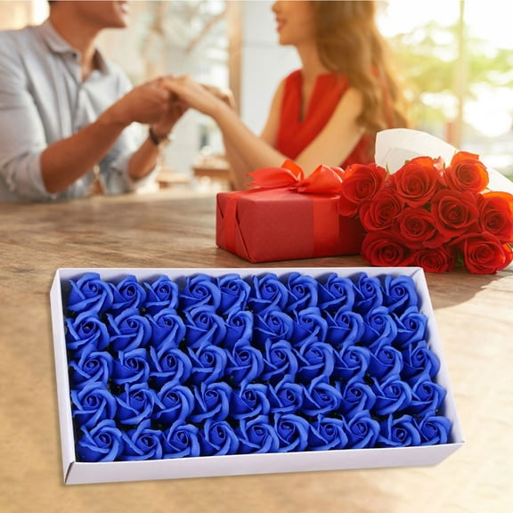InsCrazy Valentine's Day Gifts for Women, 50 Pcs Blush/Rose Gold Scented Rose Soap Party Favors with Gift Box and Ribbon