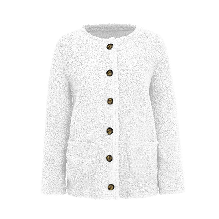 Jacenvly Womens Cardigan Sweaters Clearance Long Sleeve Solid Knit