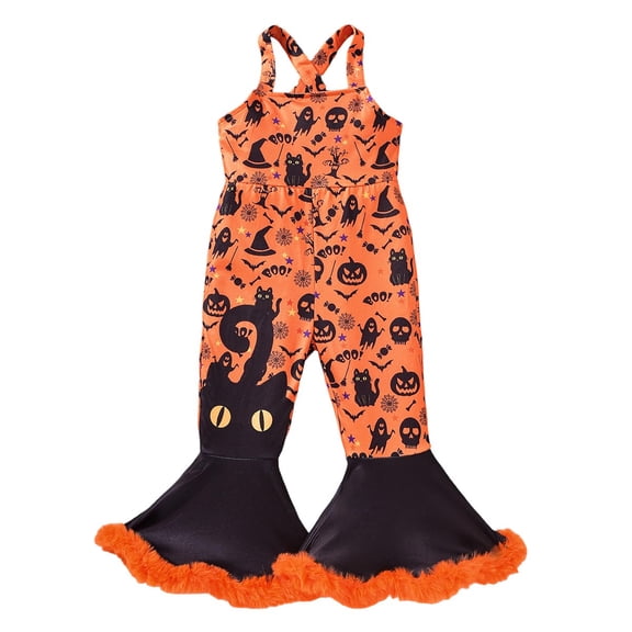 LILIYA My First Halloween Outfit Sleeveless Pumpkin Romper for Boys and Girls Soft Jumpsuit Overalls Childrens Party Clothes with Hat 2-3 Years