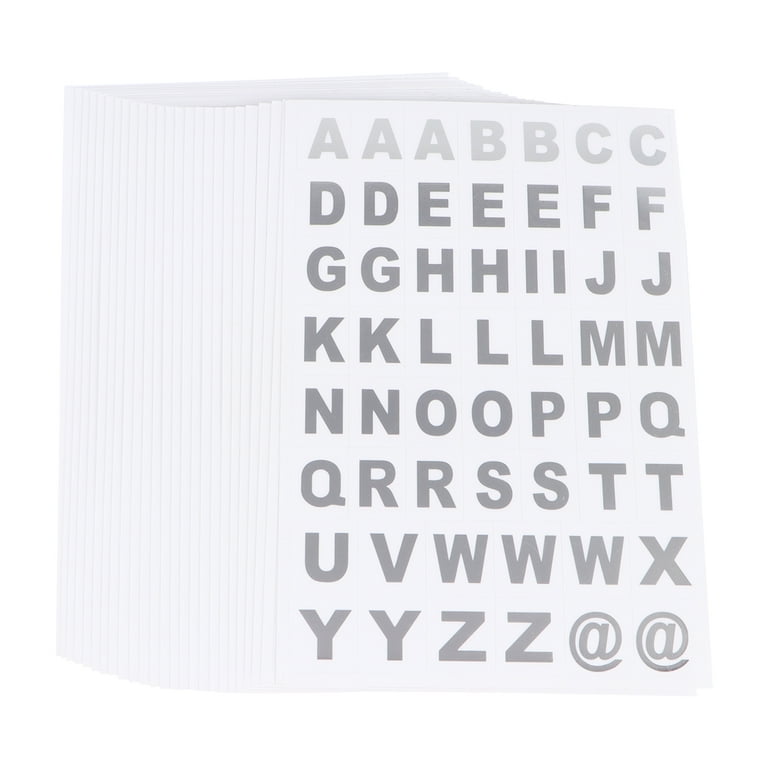 25 Sheets of Hot Stamping Alphabet Stickers Self-Adhesive English Letter Decals Tranparent Stickers for Notebook Scrapbook (Silver), Size: 12*18cm