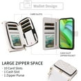 thumbnail image 5 of Dswteny Argyle Wallet Case for Motorola Moto G Power 5G 2023 with Wrist Strap Shoulder Strap Zipper Purse PU Leather Flip Credit Card Holder Stand Cell Phone Cover for GPower G5 Women Girls White, 5 of 8