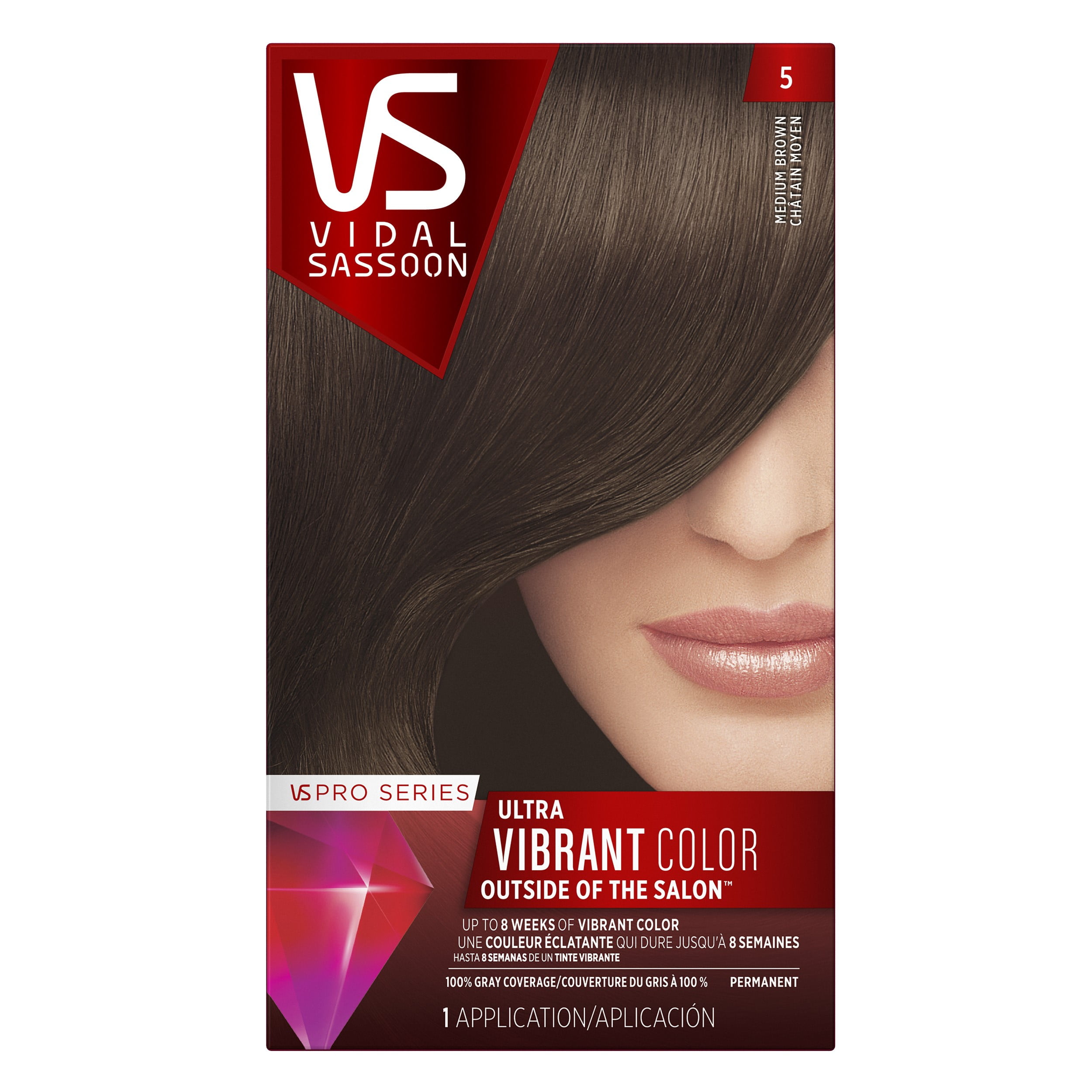 Vidal Sassoon Pro Series Hair Color, 5 Medium Brown, 1 Kit