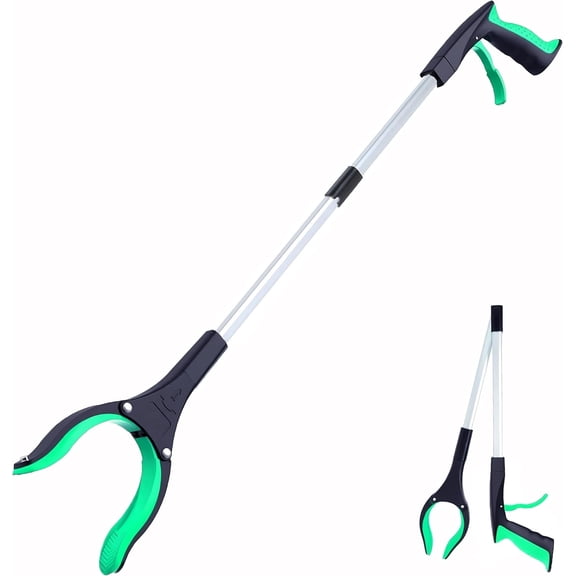 Grabber Reacher Tool - 32” Extra Long Foldable Gripper, Heavy Duty Pick up Stick for Seniors, Trash, Surgery Recovery (Green)