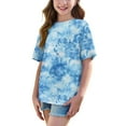 thumbnail image 3 of Frwgonr Girls Short Sleeve T-Shirts Soft Tie-Dye Tees Kids Tshirts Clothes Summer Tops T-Shirt Blue, Size 5-15 Years, 3 of 5