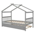thumbnail image 5 of Harper & Bright Designs Twin Size Wooden House Bed with Trundle, Wood Montessori Daybed Frame with Roof, Gray, 5 of 11