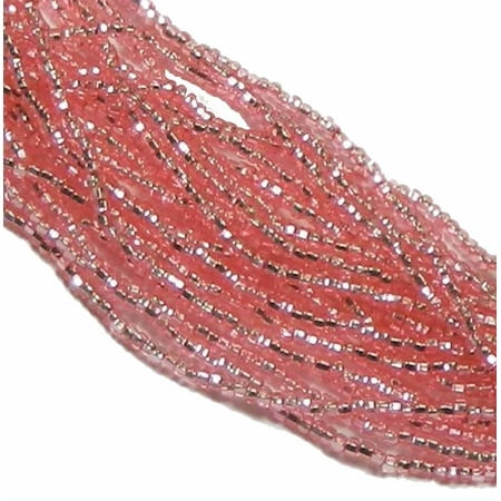 Czech 11/0 Glass Seed, Loose Beads, 1-6 String Hank Silver Lined Pink Sol-gel
