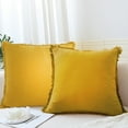 thumbnail image 3 of Tahtuvzn Count 2pcs 17x17" Cotton Linen Fringed Throw P-illow Covers,Sofa Bed Living Room Home Decor, Decorative Pillowcase with Tassel Boho, Gifts for Yourself, Yellow, 3 of 6