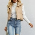 thumbnail image 5 of Baberdicy Puffer Vest Women's Standing Collar Vest Warm Slim Zipper Loose Sleeveless Jacket Womens Vest Khaki, 5 of 7