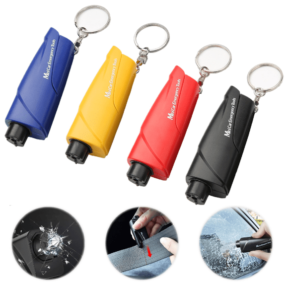 4 Pack 3-In-1 Car Window Breaker And Seatbelt Cutter With Keychain Tool , Car Emergency Escape Tool, Glass Breaker And Seat Belt Cutter, Idea Gift For Family