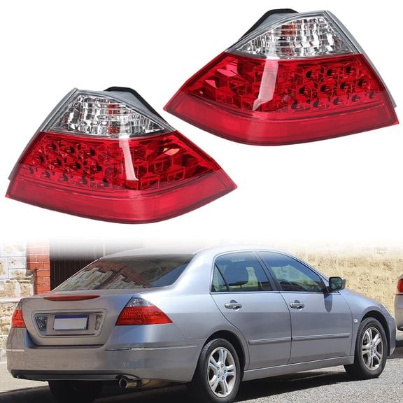 Pair Tail Light For Honda Accord 2006-2007 LX EX EXL 4DR Sedan Left Driver & Right Passenger Side Red Clear Rear Lamp Replacement 33551SDAA32 33501SDAA32