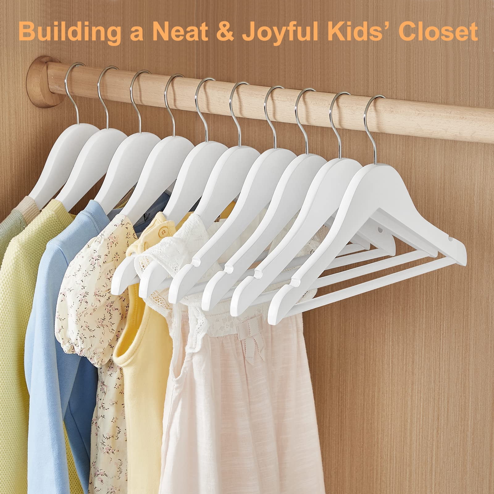 Cozymood Wooden Childrens Hangers Kids Hangers 20 Pack, Wood Baby Hangers Nursery Hangers, 360° Swivel Hook Non Slip Coat Hanger for Coats, White