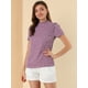 thumbnail image 2 of INSPIRE CHIC Blusa Tops De Lunares Volante Fruncido Manga Corta Cuello Alto Para Mujeres Morado XS, 2 of 6
