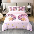 thumbnail image 1 of Erosebridal Housse de Couette en Coton 100 % Licorne de Rêve Format Simple, Ensembles de Literie Imprimé Lune Étoile Format Simple, Déco Animal Kawaii, Réversible (Sans Couette), 1 of 8