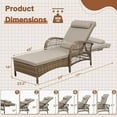 thumbnail image 6 of HOMEDIARY Outdoor Wicker Chaise Lounge Chair, All Weather Rattan Patio Lounger Chair with Pillow, 6-Position Adjustable High Back, Pool Sunbathing Reclining Chair with Armrest for Garden Deck, Beige, 6 of 7