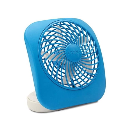 Treva 5 inch Portable Battery Powered 2 Speed Desktop Fan, Light Blue