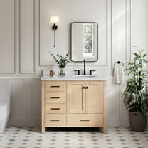Ariel Cambridge 43 Inch Single Oval Sink Bathroom Vanity With Italian Carrara Marble Countertop 1.5 Inch Edge In Oak