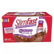 SlimFast Advanced Nutrition Meal Replacement Shake, Creamy Chocolate, 11 Fl Oz, 15 Ct