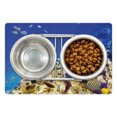 thumbnail image 1 of Ocean Pet Mat for Food and Water, Underwater Life Wilderness Caribbean Ocean Vacation in Tropics Seascape Theme Image, Non-Slip Rubber Mat for Dogs and Cats, 18" X 12", by Ambesonne, 1 of 2